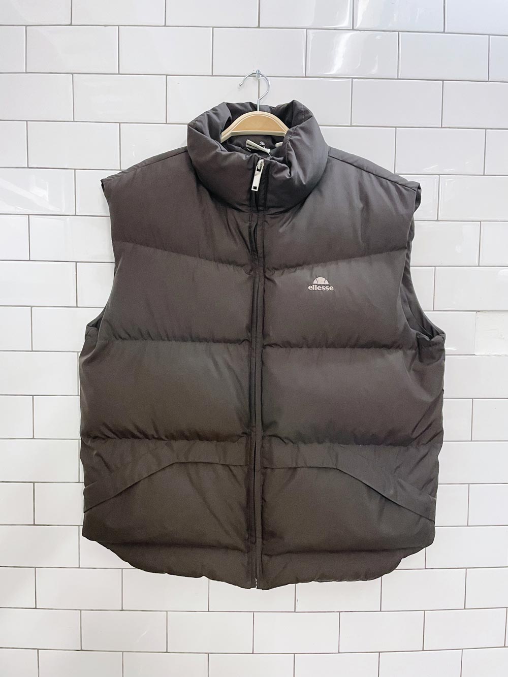 ellesse retro logo chunky down puffer vest