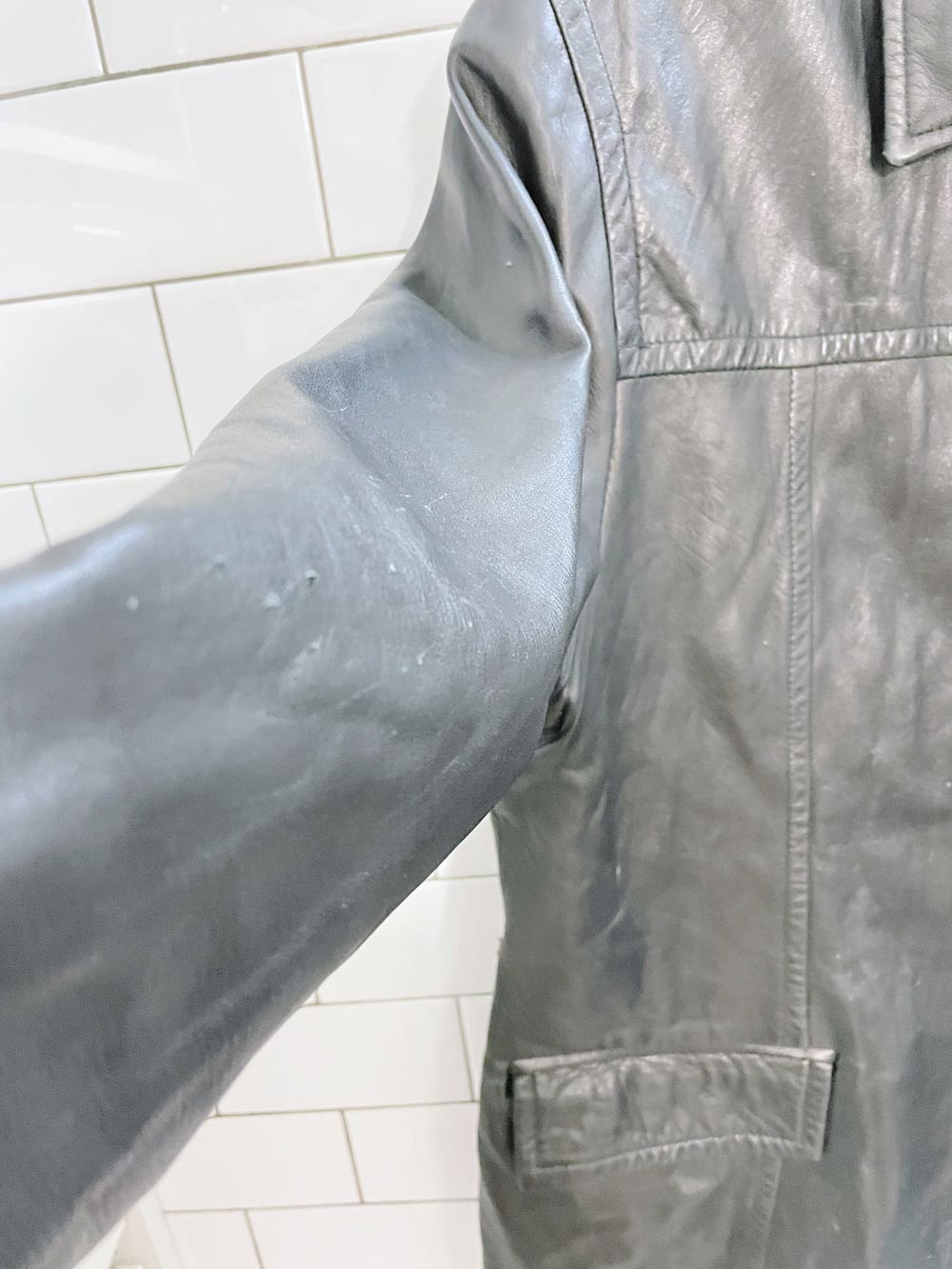 vintage 00s express minimal zip butter leather jacket