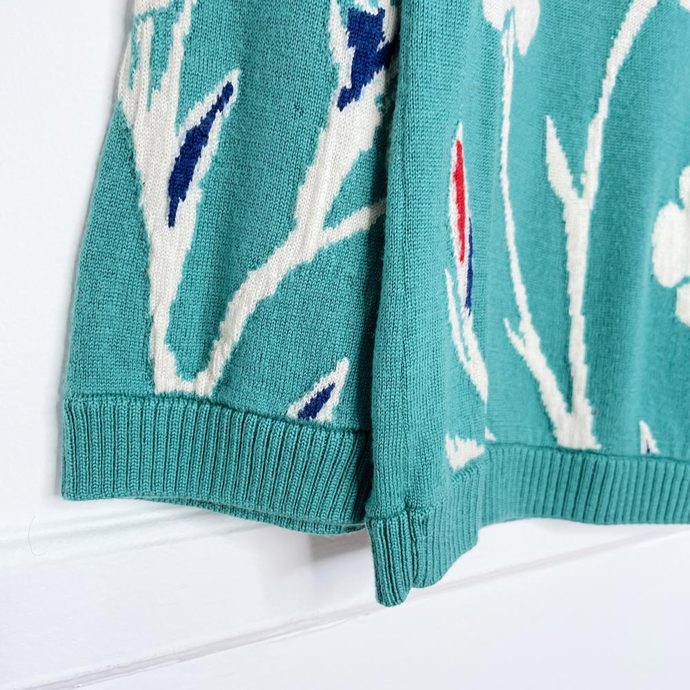floral 100% cashmere knit sweater