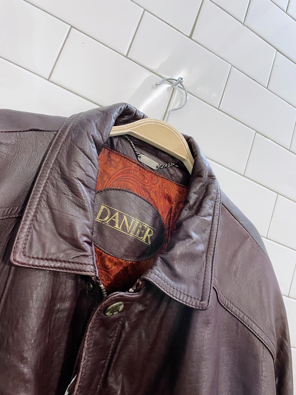 vintage 80s danier butter leather bomber jacket