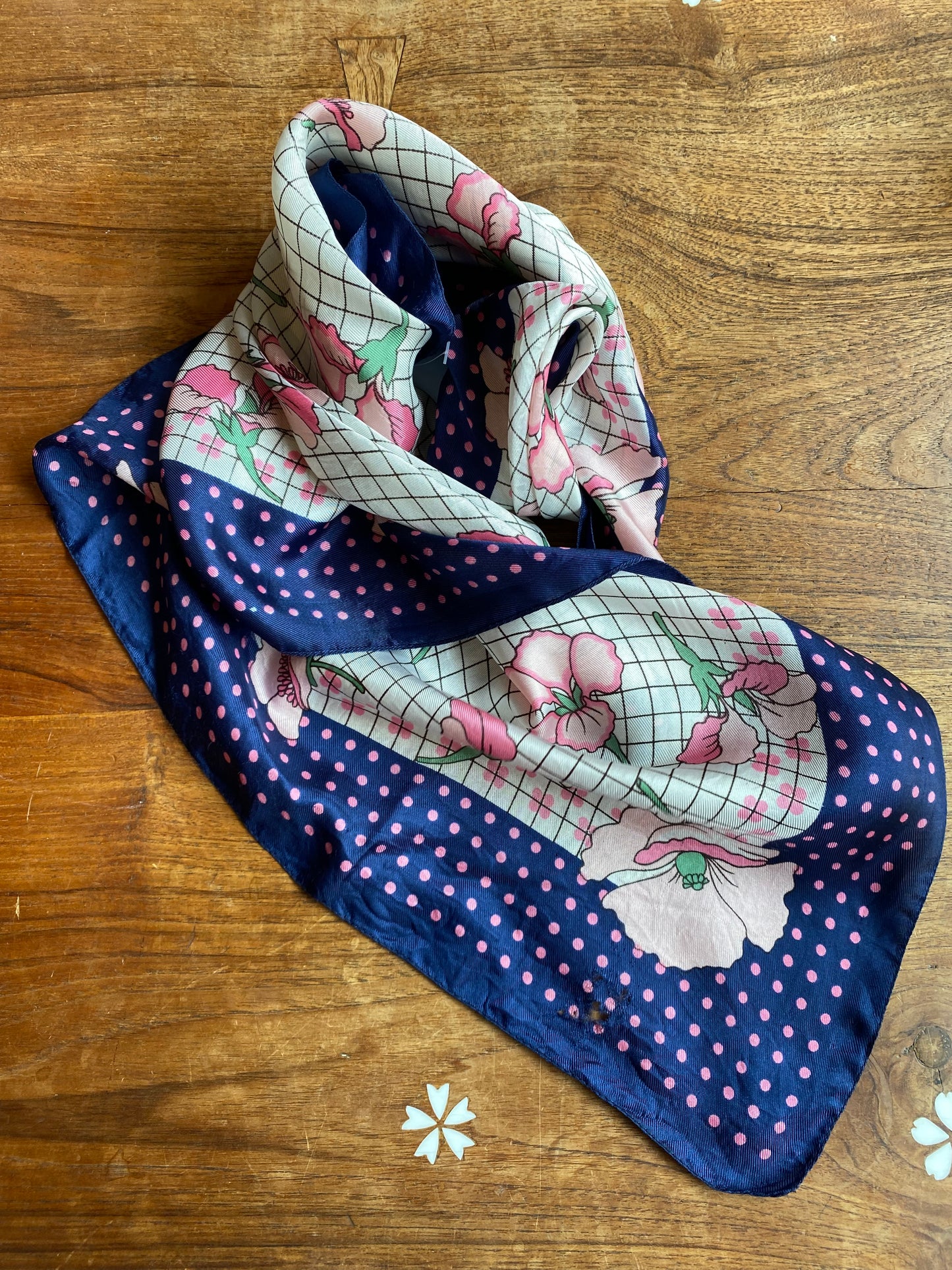 vintage floral windowpane square scarf