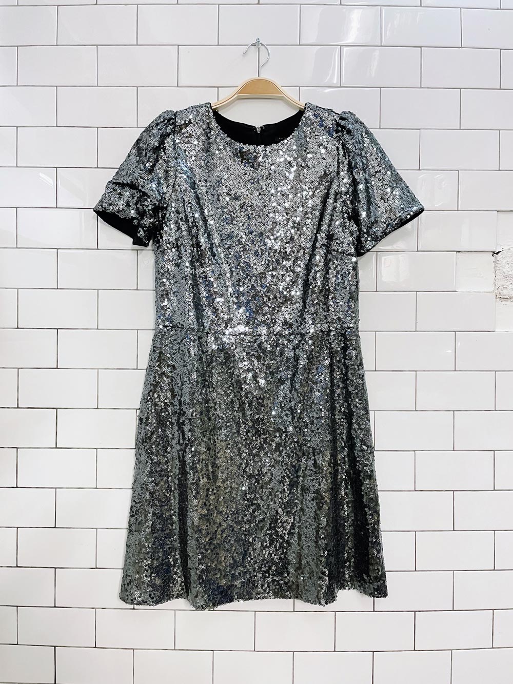 ann taylor silver sequin party dress