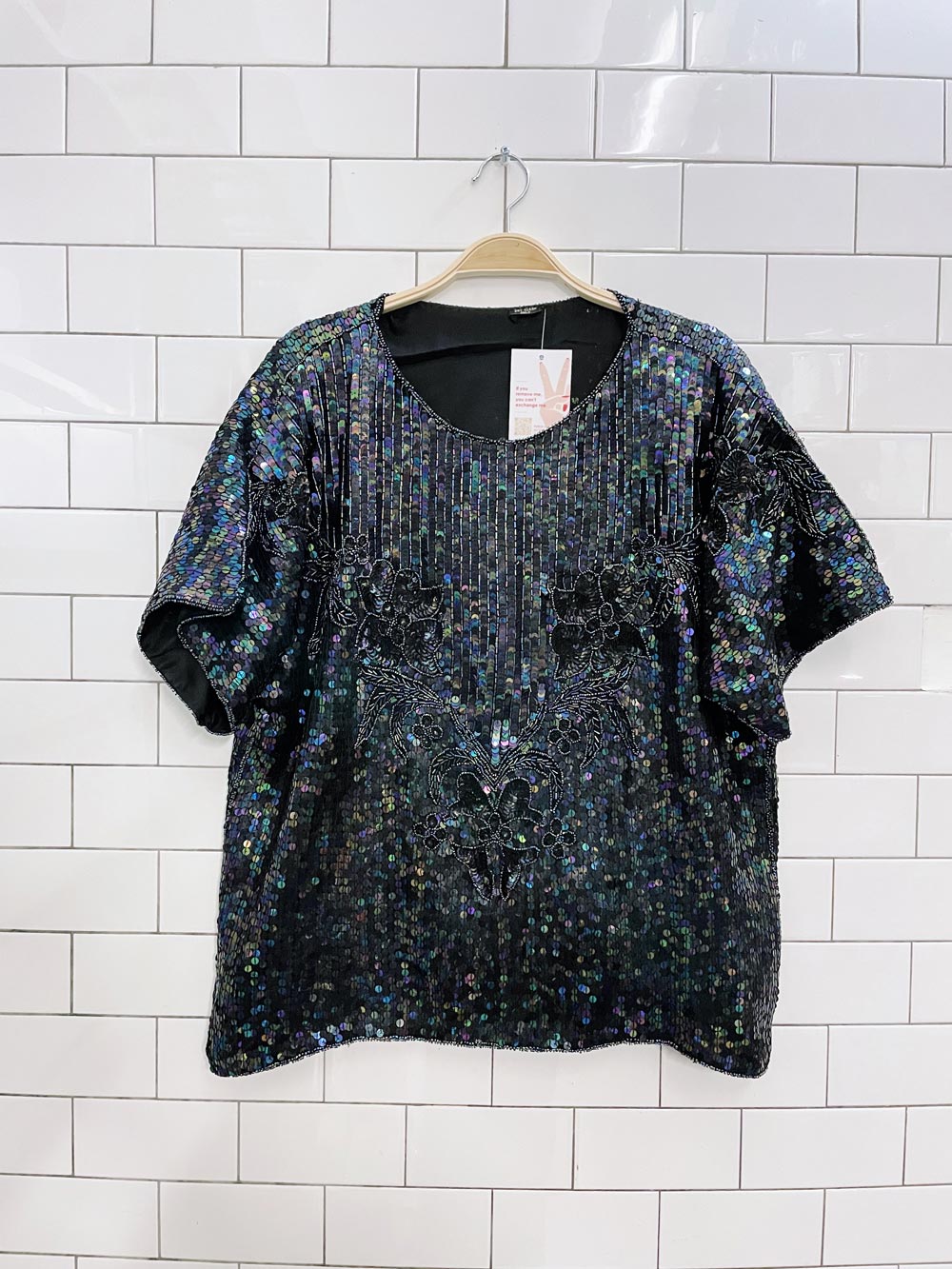 vintage sequin floral party top