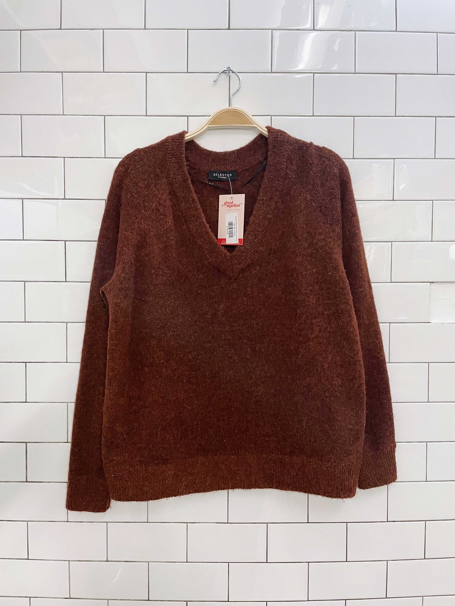 selected femme wool-alpaca v-neck jumper