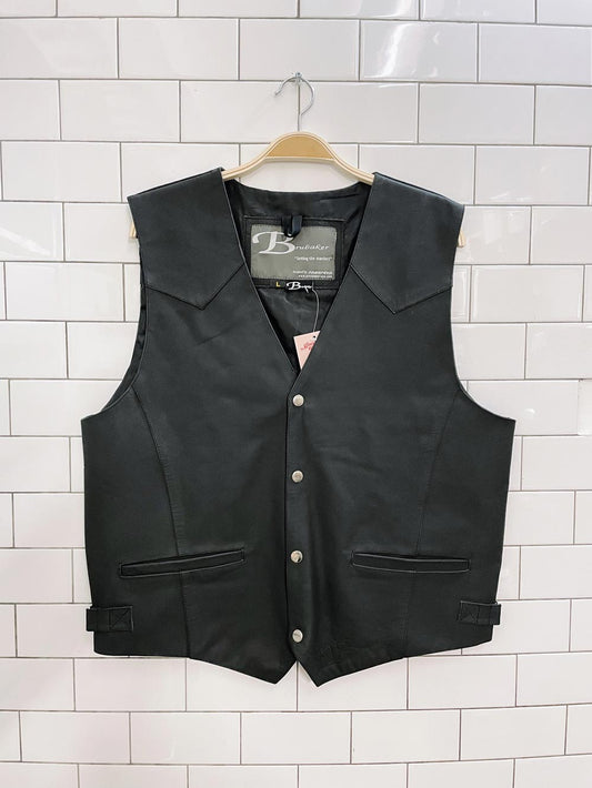 vintage brubaker leather biker vest