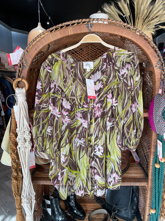 milly floral silk chiffon blouse