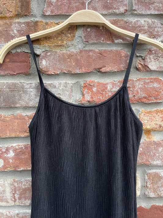 y2k black crinkle minimal tank gown