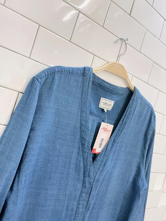 frank and oak blue cotton shirt dress