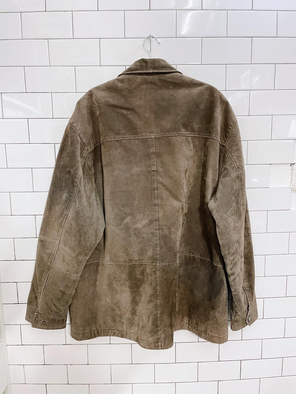 vintage 00s boston harbour minimal zip suede jacket