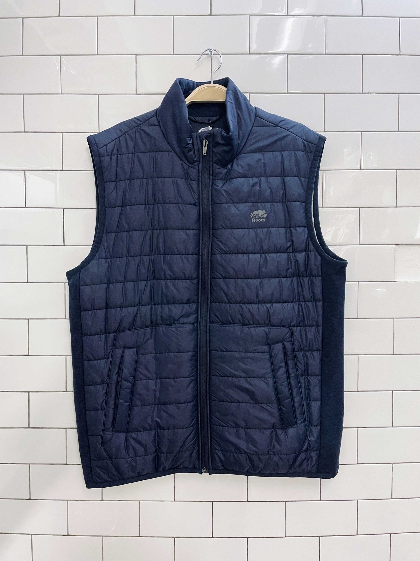 roots lined puffer vest