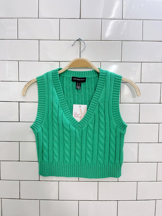 streetwear cable knit cropped knit vest