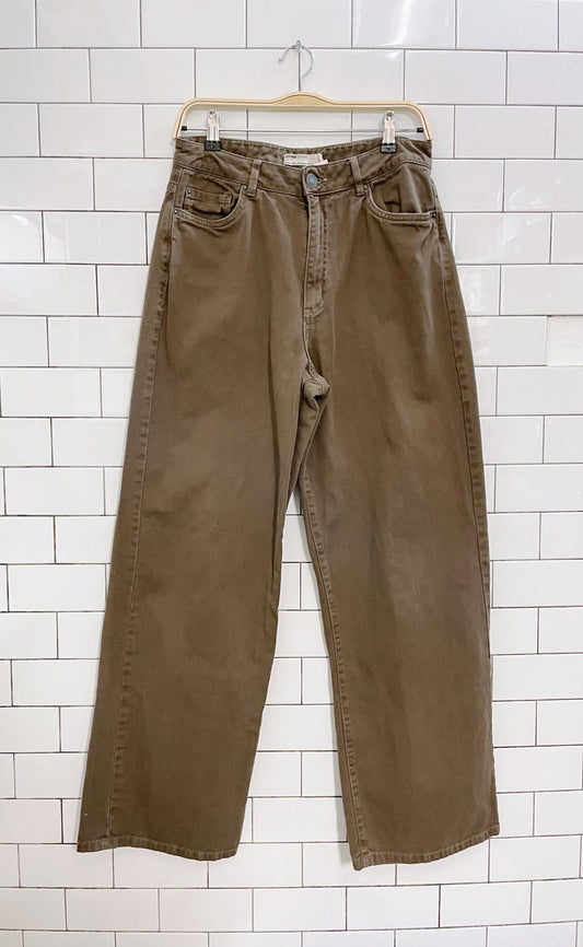 garage denim brown wide leg jeans