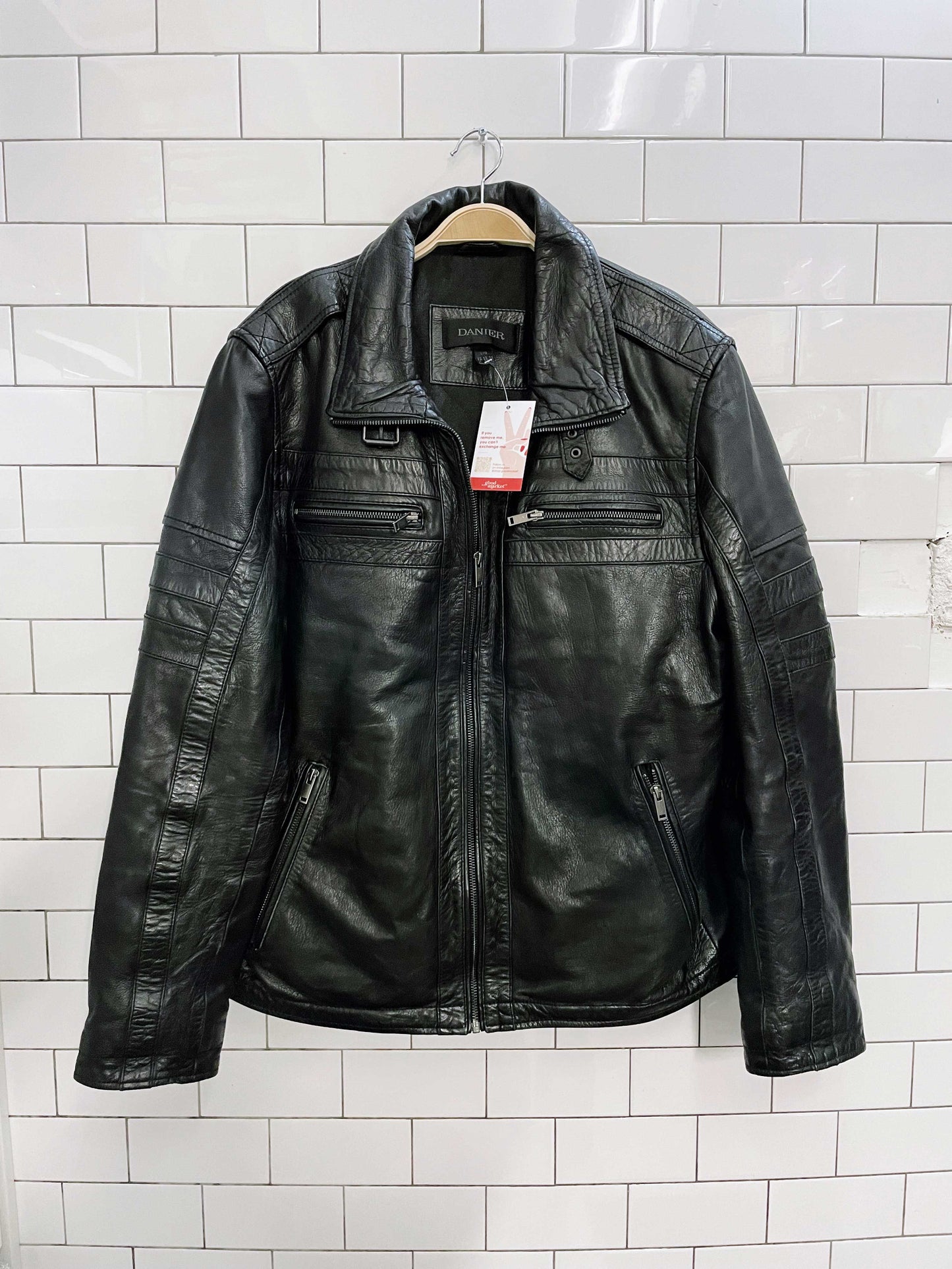 danier black butter leather moto jacket