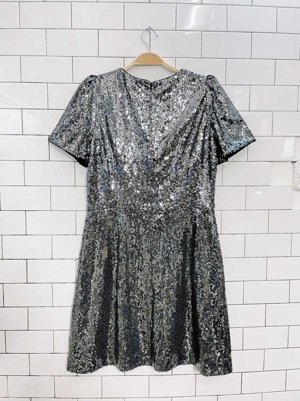 ann taylor silver sequin party dress