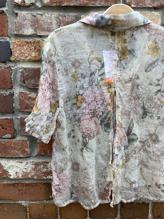 vintage stefi lara silk chiffon floral blouse