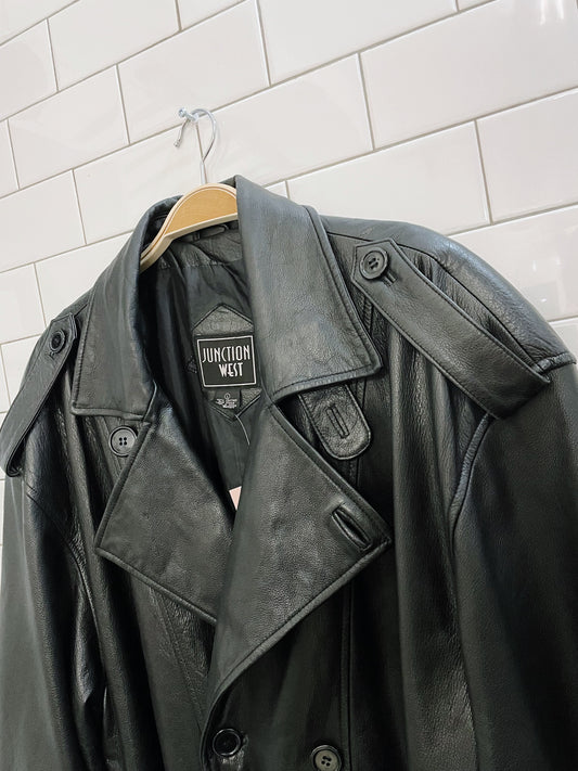 vintage junction west leather trench coat