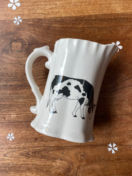 vintage 90s handmade cow milk jug