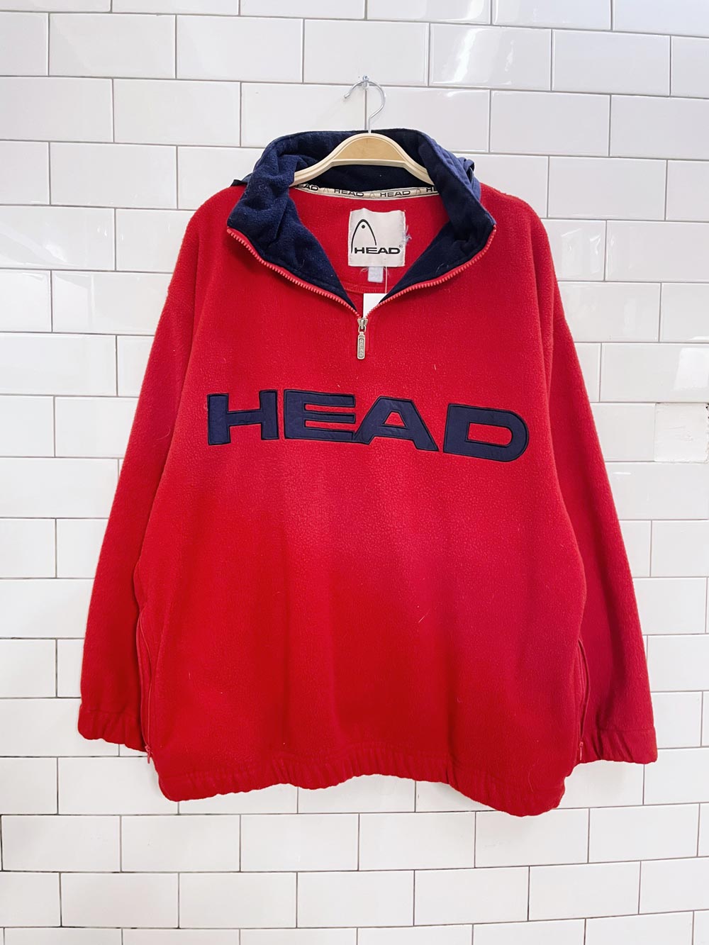 vintage 90s head big logo fleece pullover