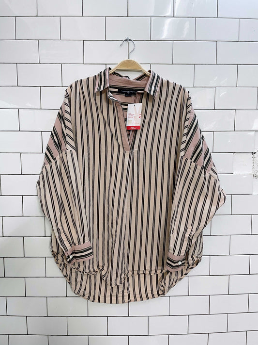 french connection pink stripe collared pullover shirt