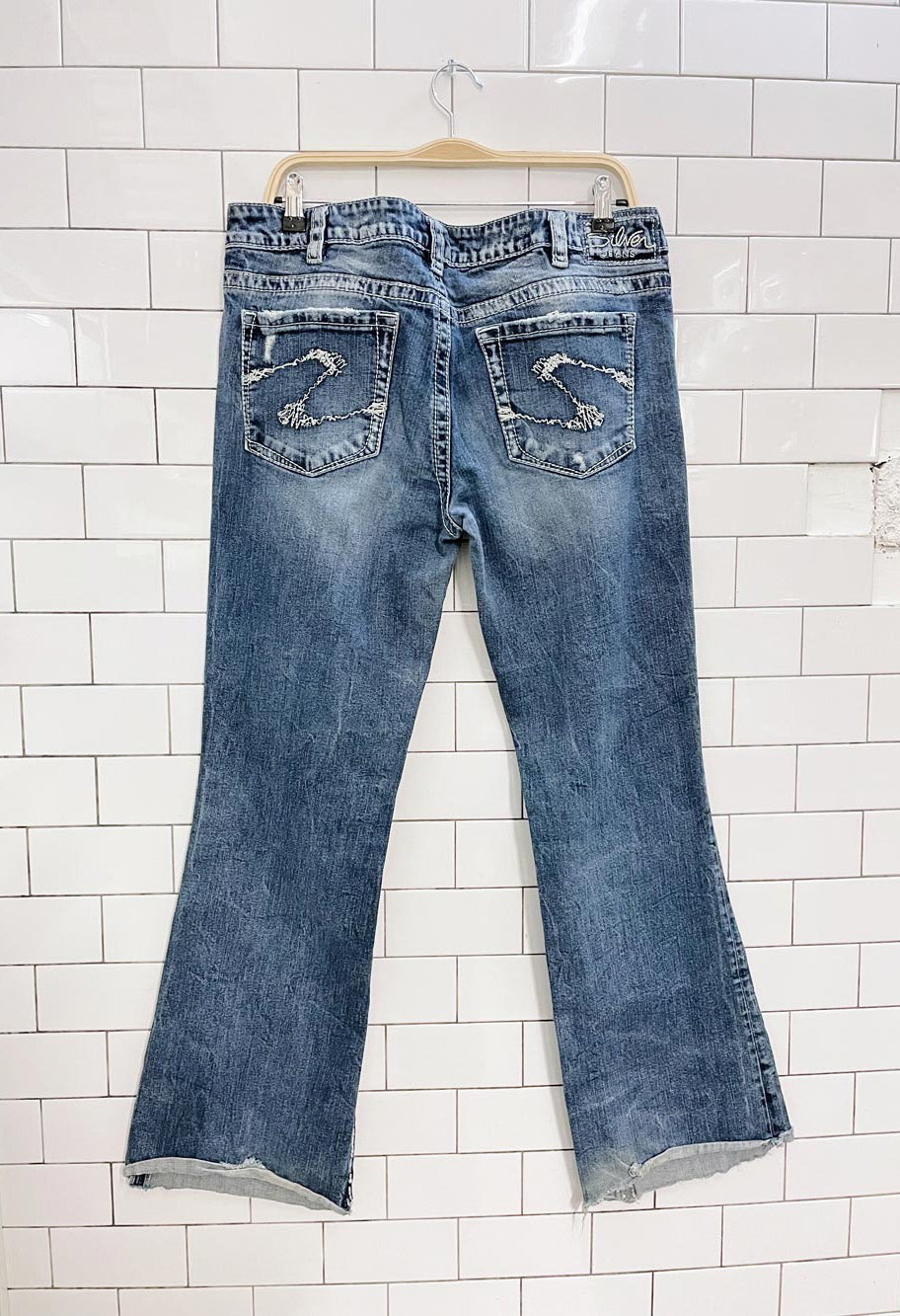 y2k silver low rise aiko bootcut jeans