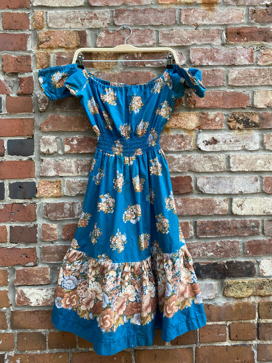 vintage 70s quad made in england floral dress