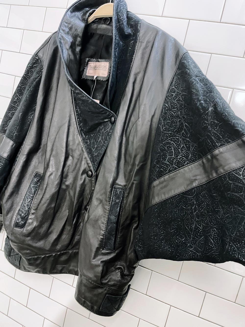 vintage 80s batwing butter leather jacket