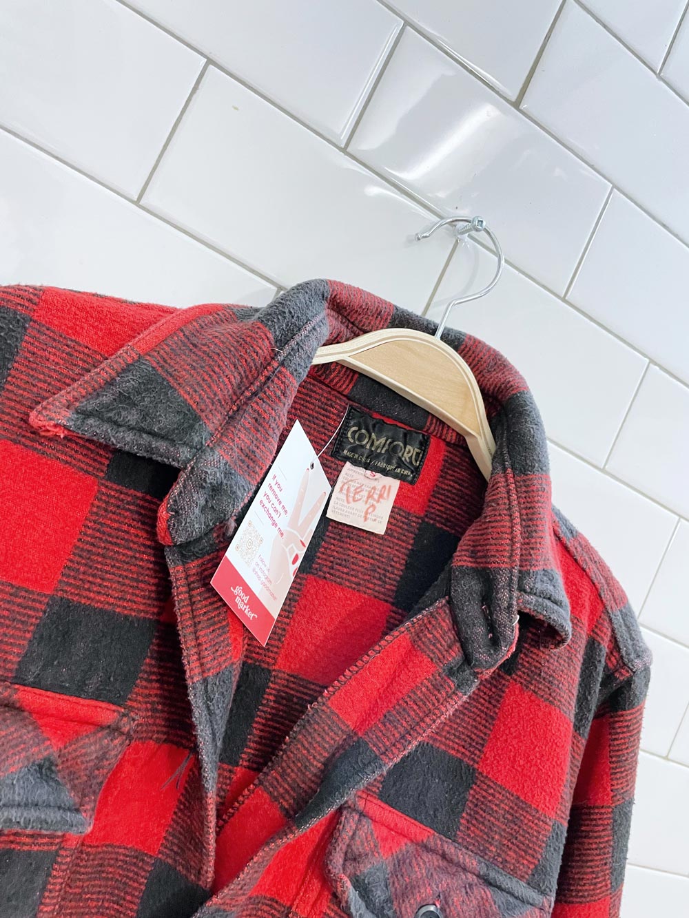 vintage comforti buffalo plaid heavy flannel shirt jacket