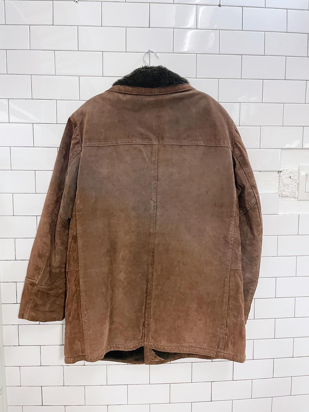 vintage sears faux sherpa suede coat