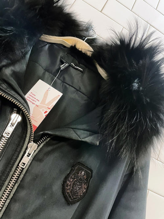 the kooples fur and leather trim parka