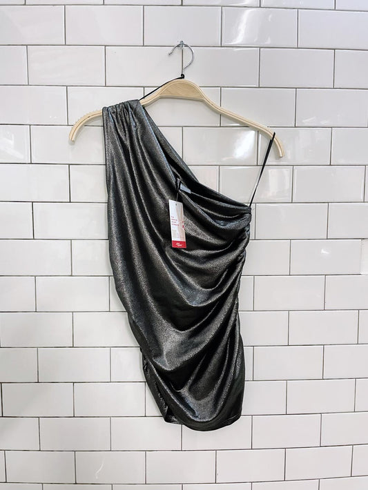 h&m ruched one shoulder metallic top