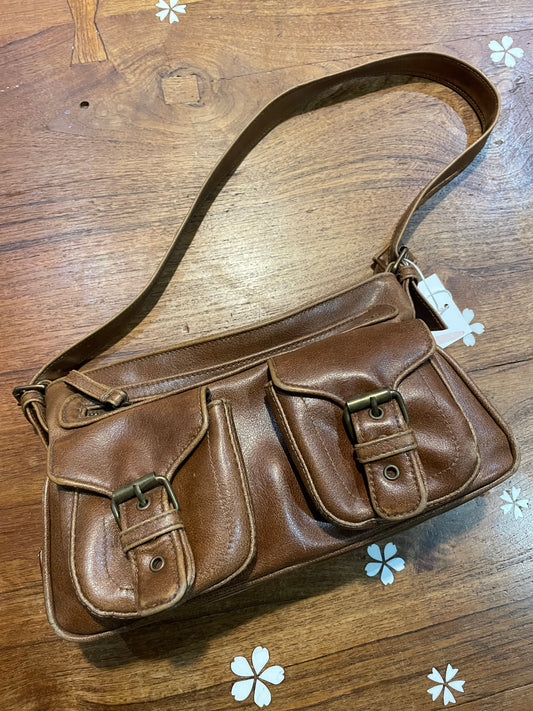 y2k buffalo vegan leather pocket shoulder bag