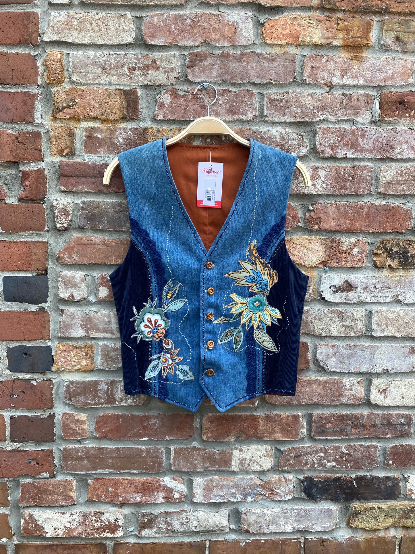 handmade artsy floral patchwork vest