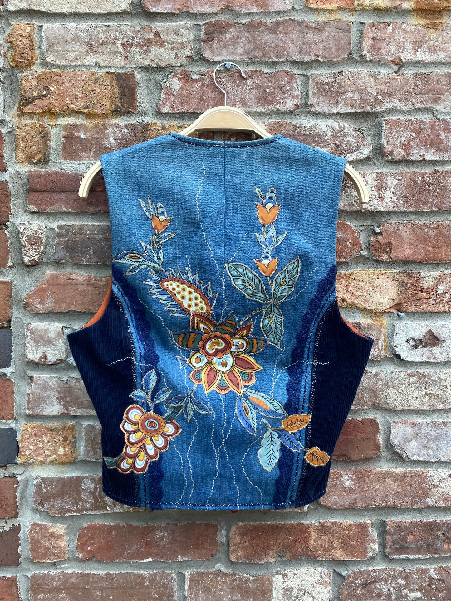 handmade artsy floral patchwork vest