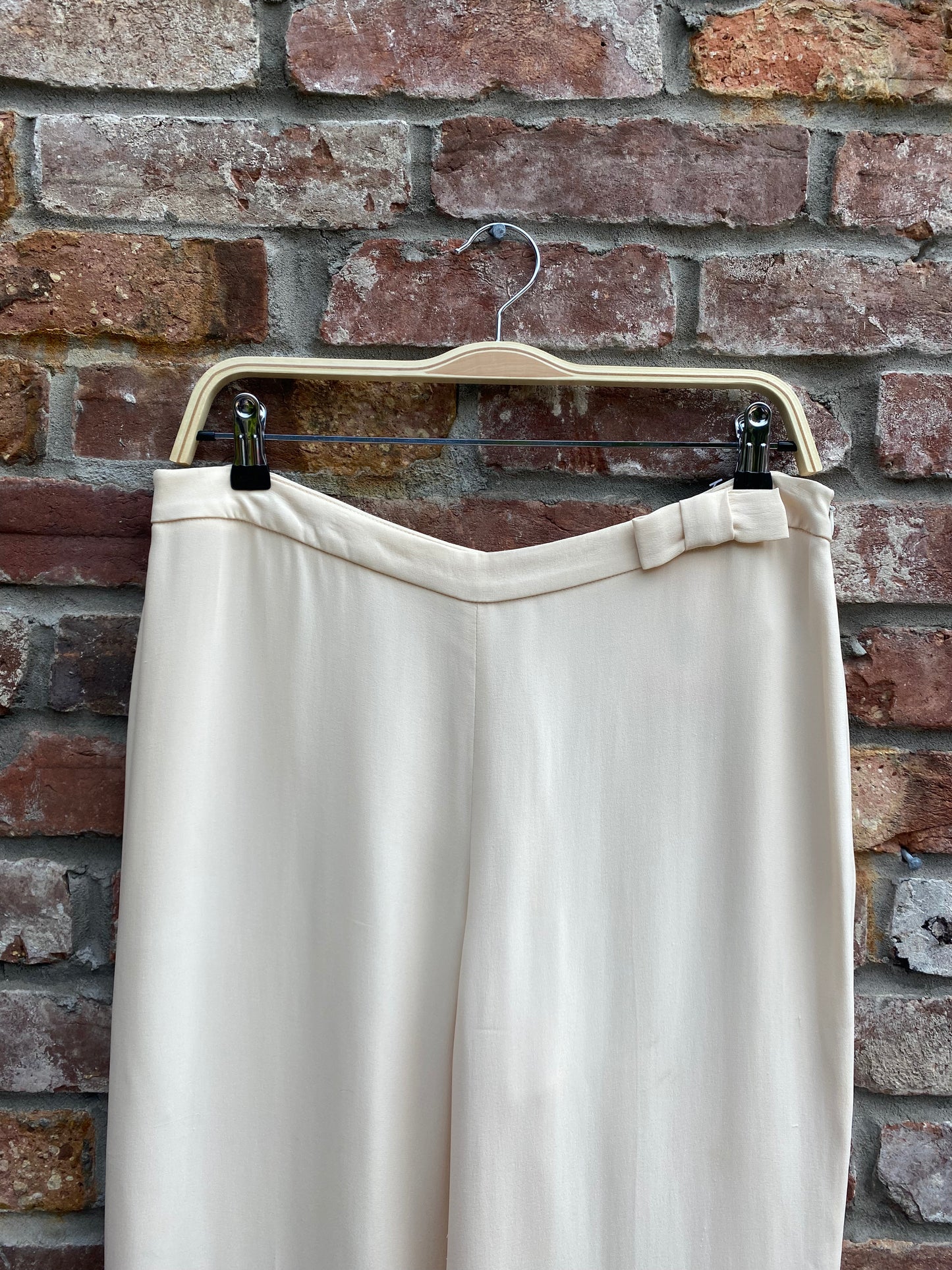 vintage rena lange bow waist wide leg silk pant