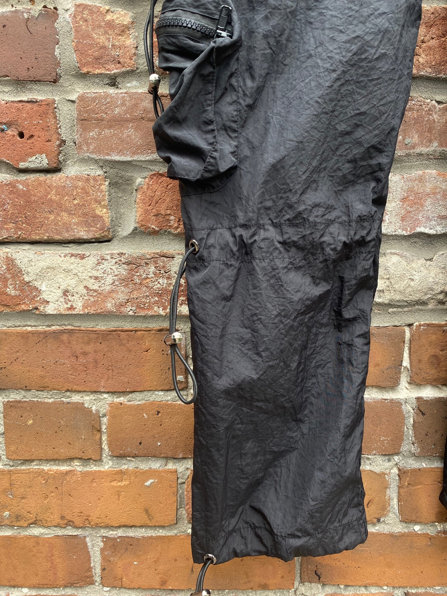 kody phillips black nylon cargo parachute pants