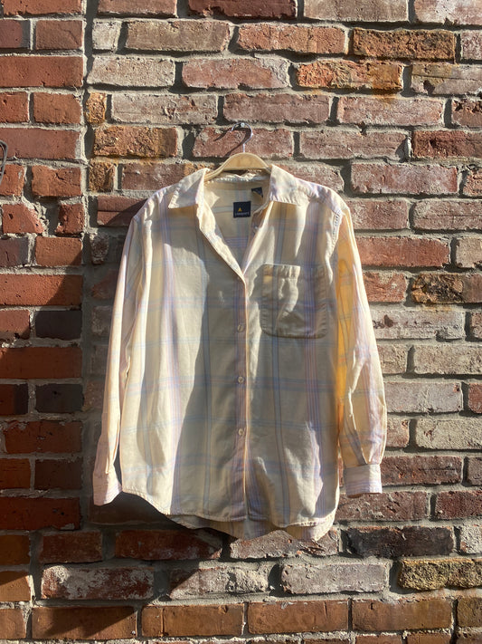 vintage lizsport soft yellow plaid shirt