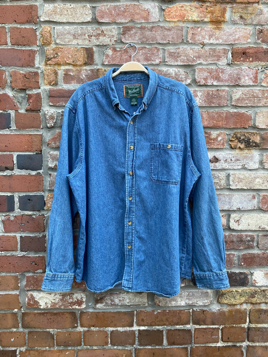 vintage woolrich denim long sleeve shirt