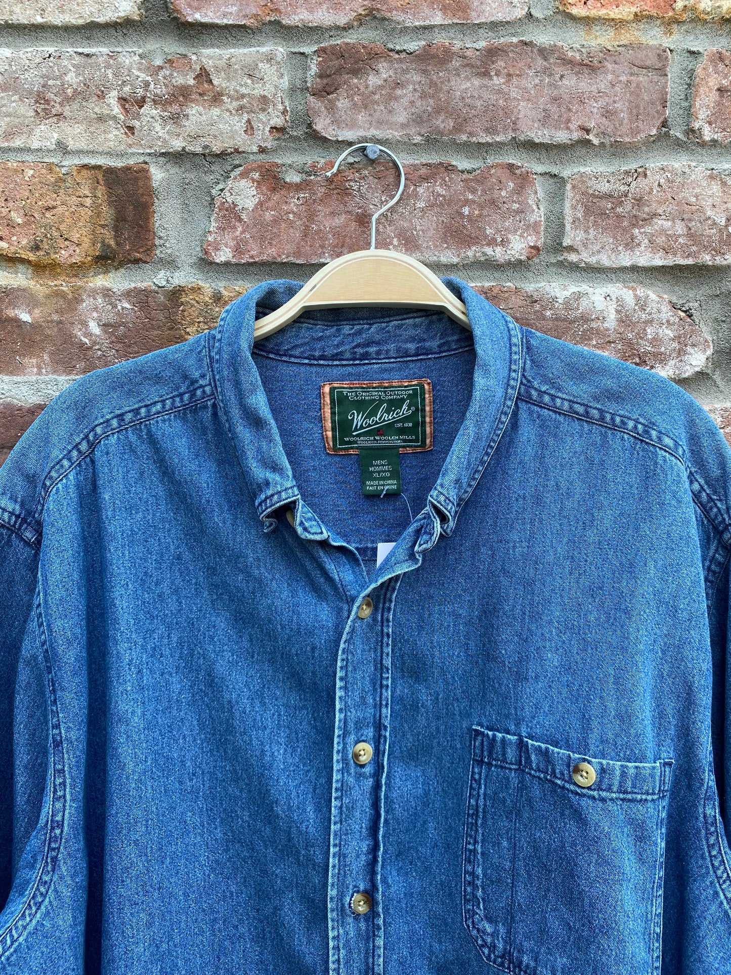 vintage woolrich denim long sleeve shirt