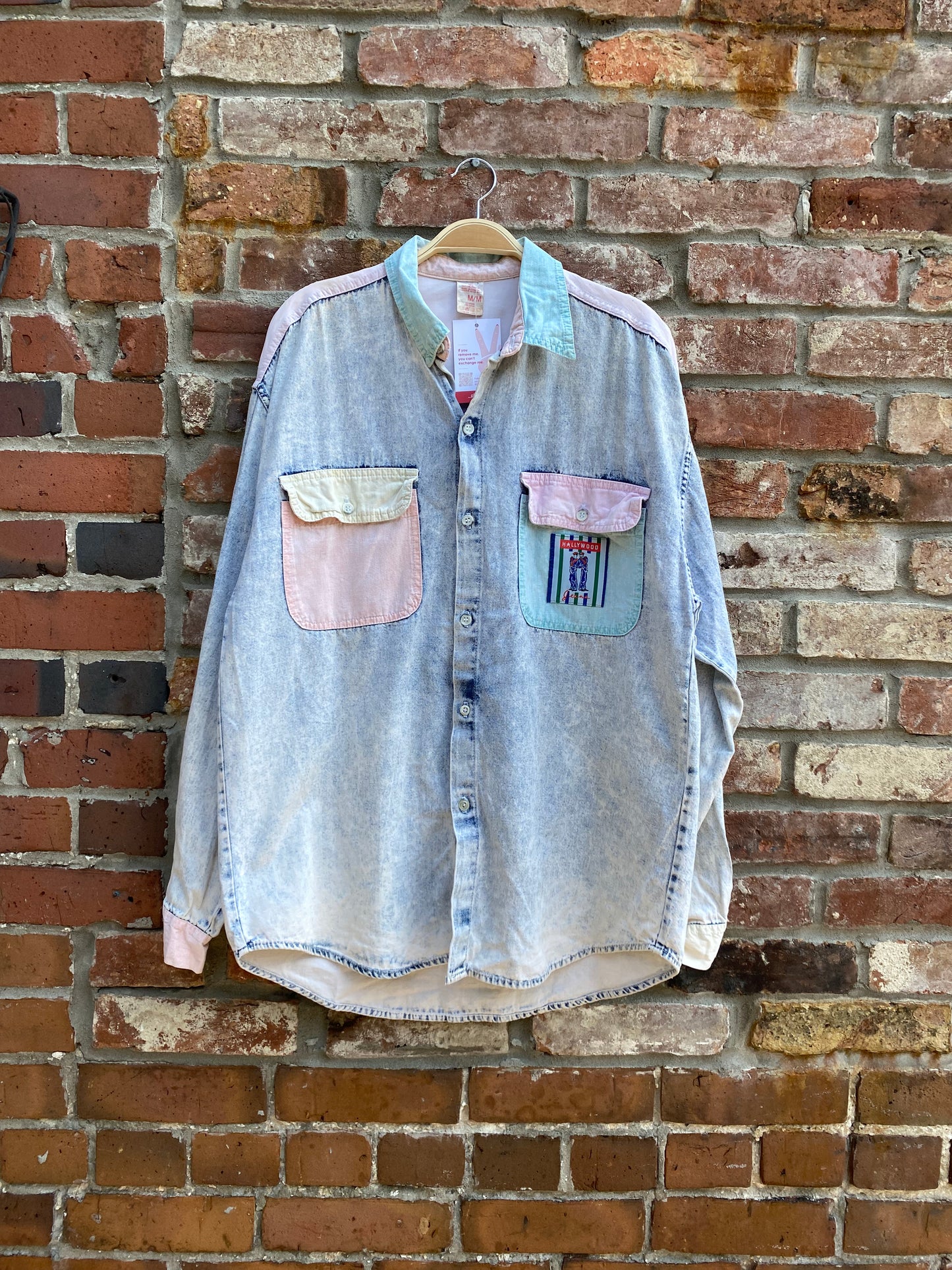 vintage 90s hollywood colour block denim shirt