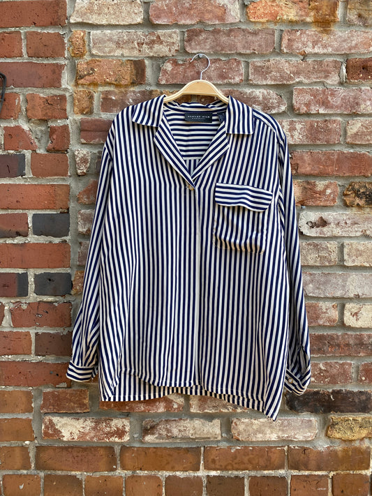 vintage august silk striped blouse