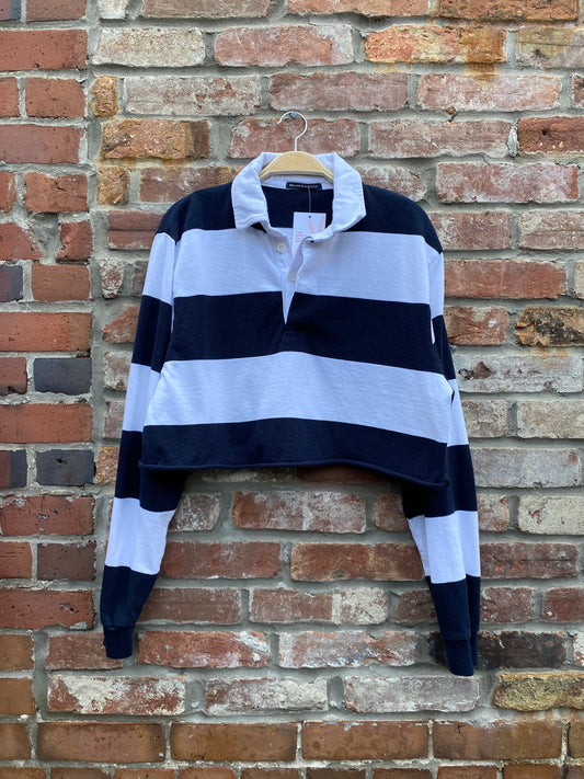 brandy melville stripe crop ls polo