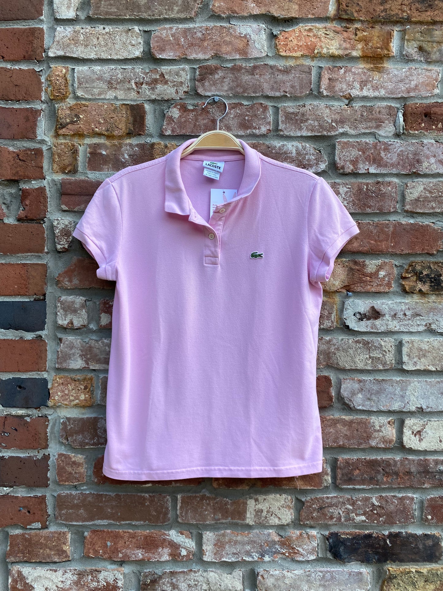 lacoste pink pique cap sleeve polo