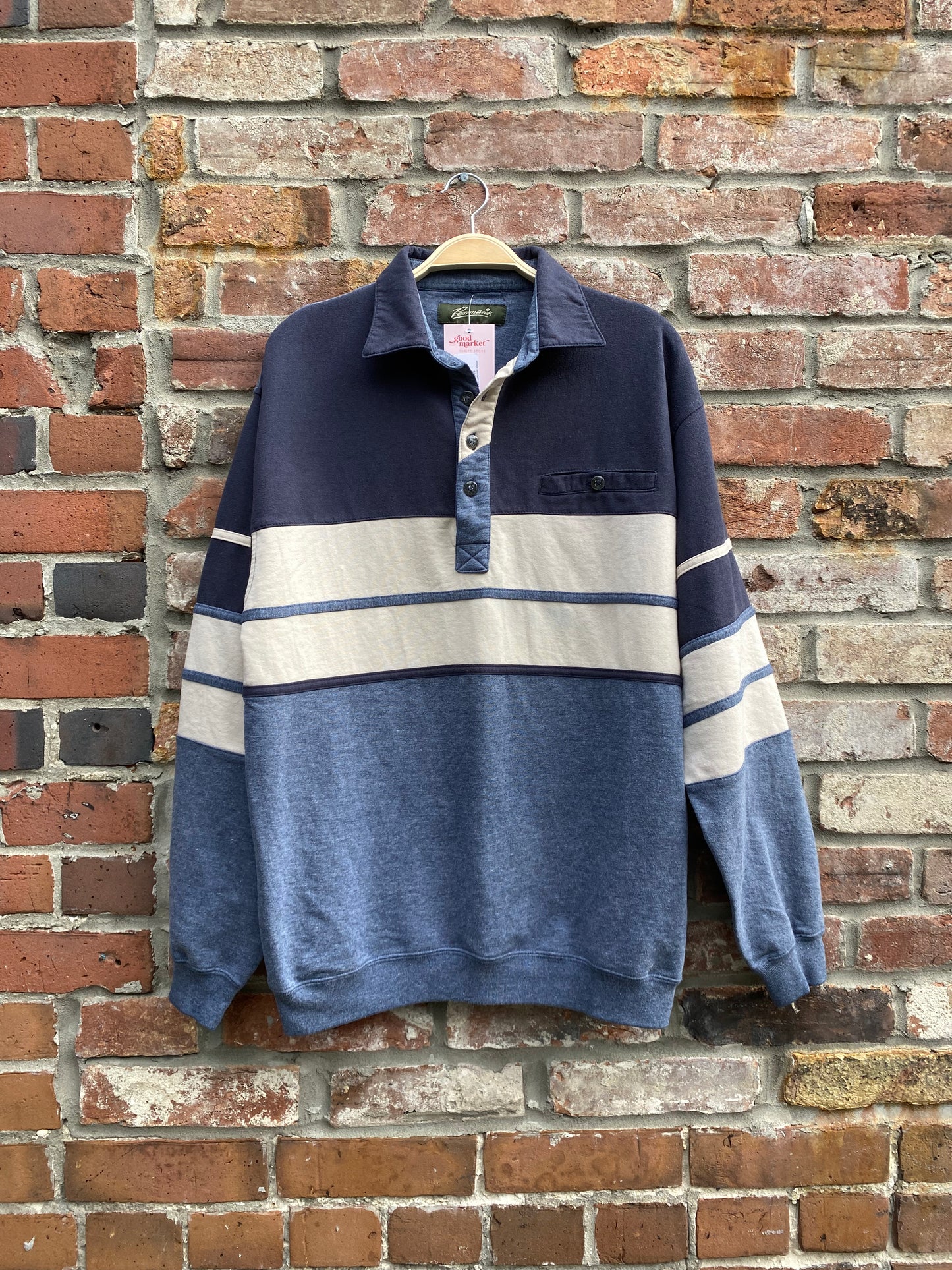 vintage penman's varsity long sleeve polo