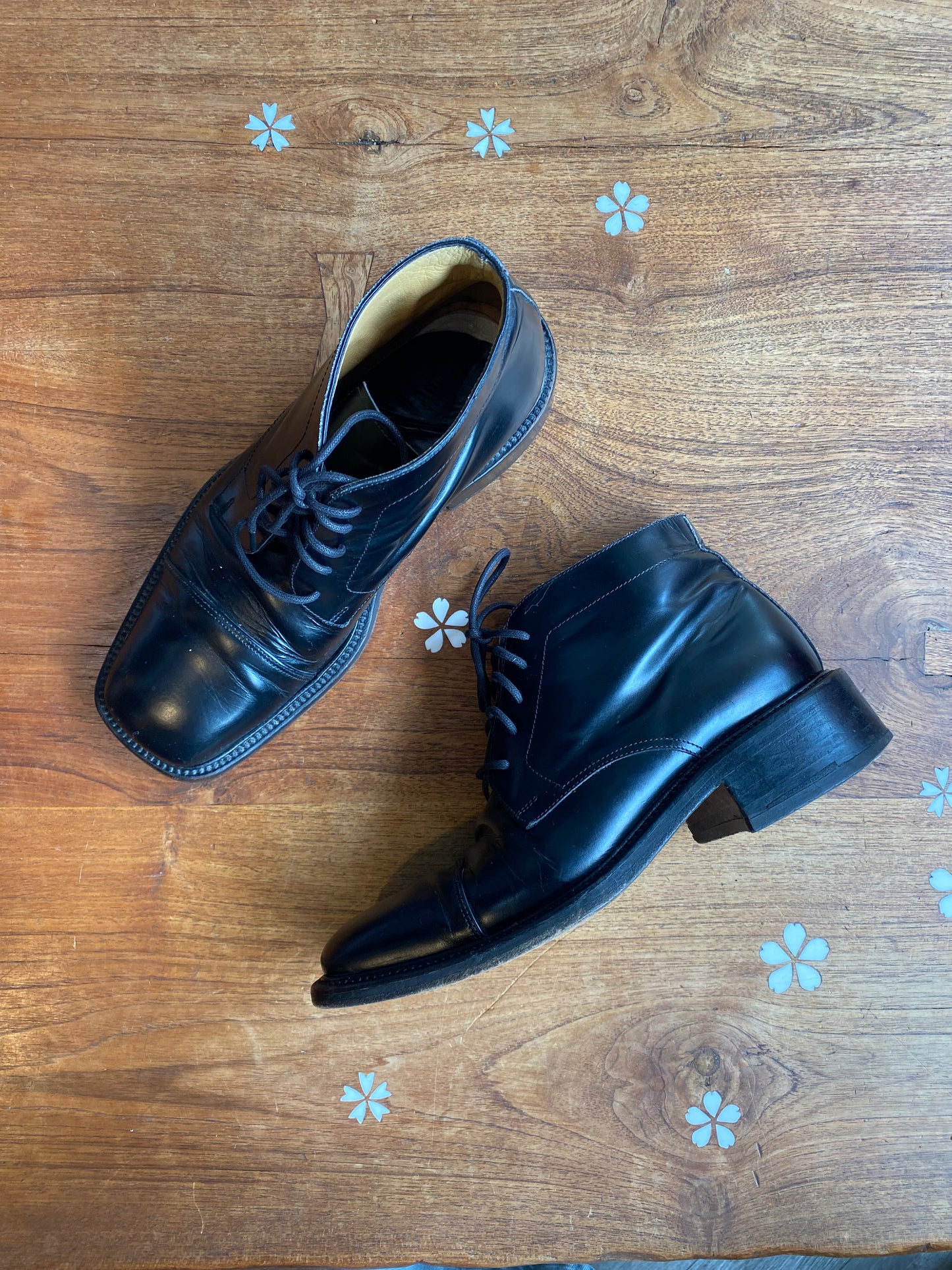 vintage 90s rogani square toe leather shoe