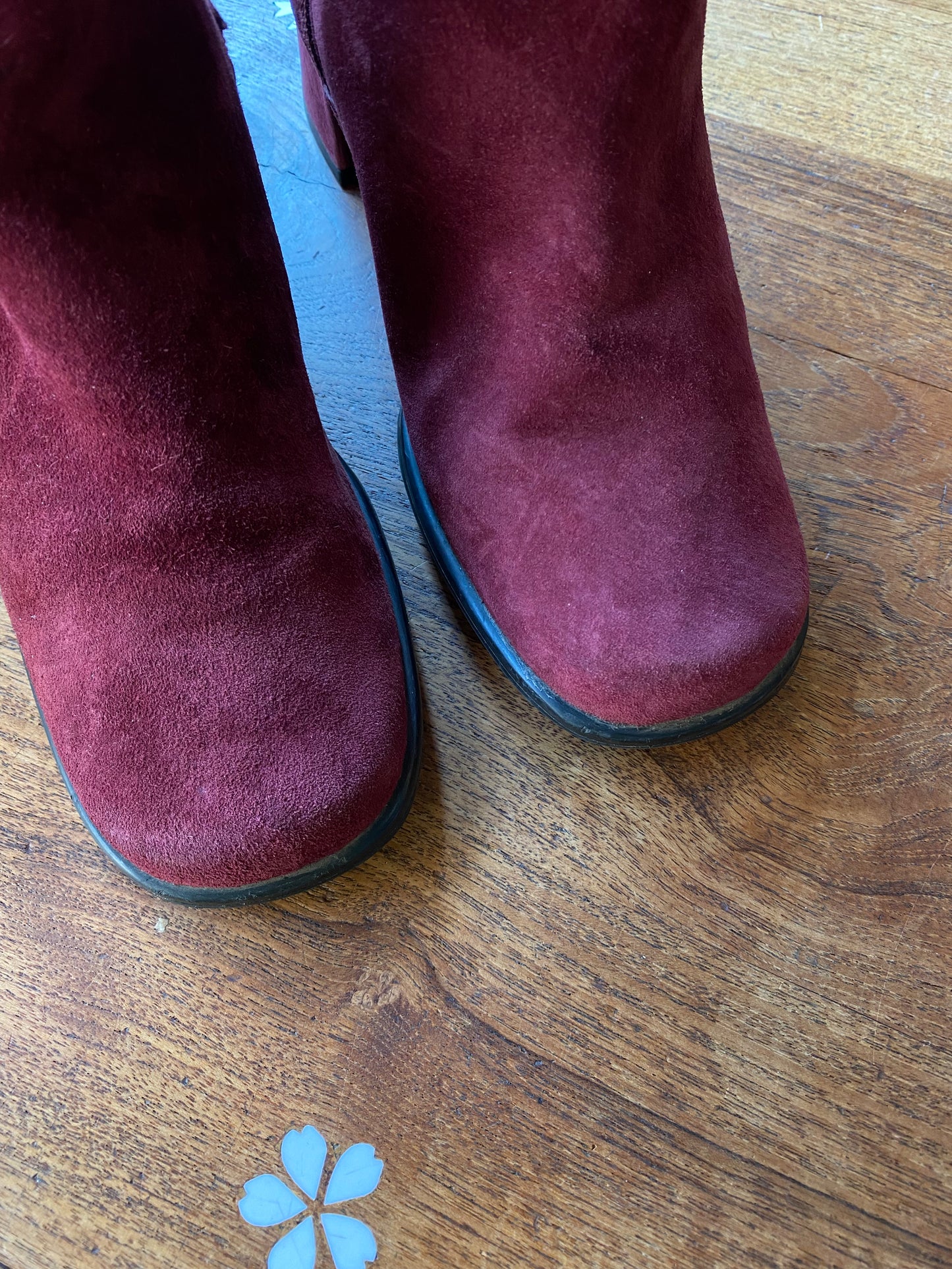 vintage hush puppies red suede heeled go go boots good market thrift store