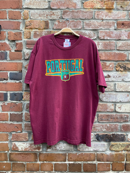 vintage 00s portugal block letter graphic tee