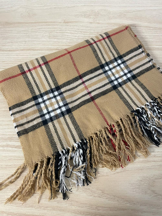 nova check plaid fringe scarf