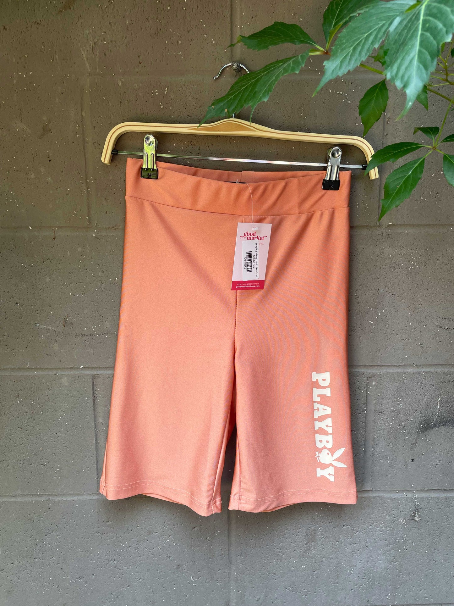 playboy shiny coral bike shorts