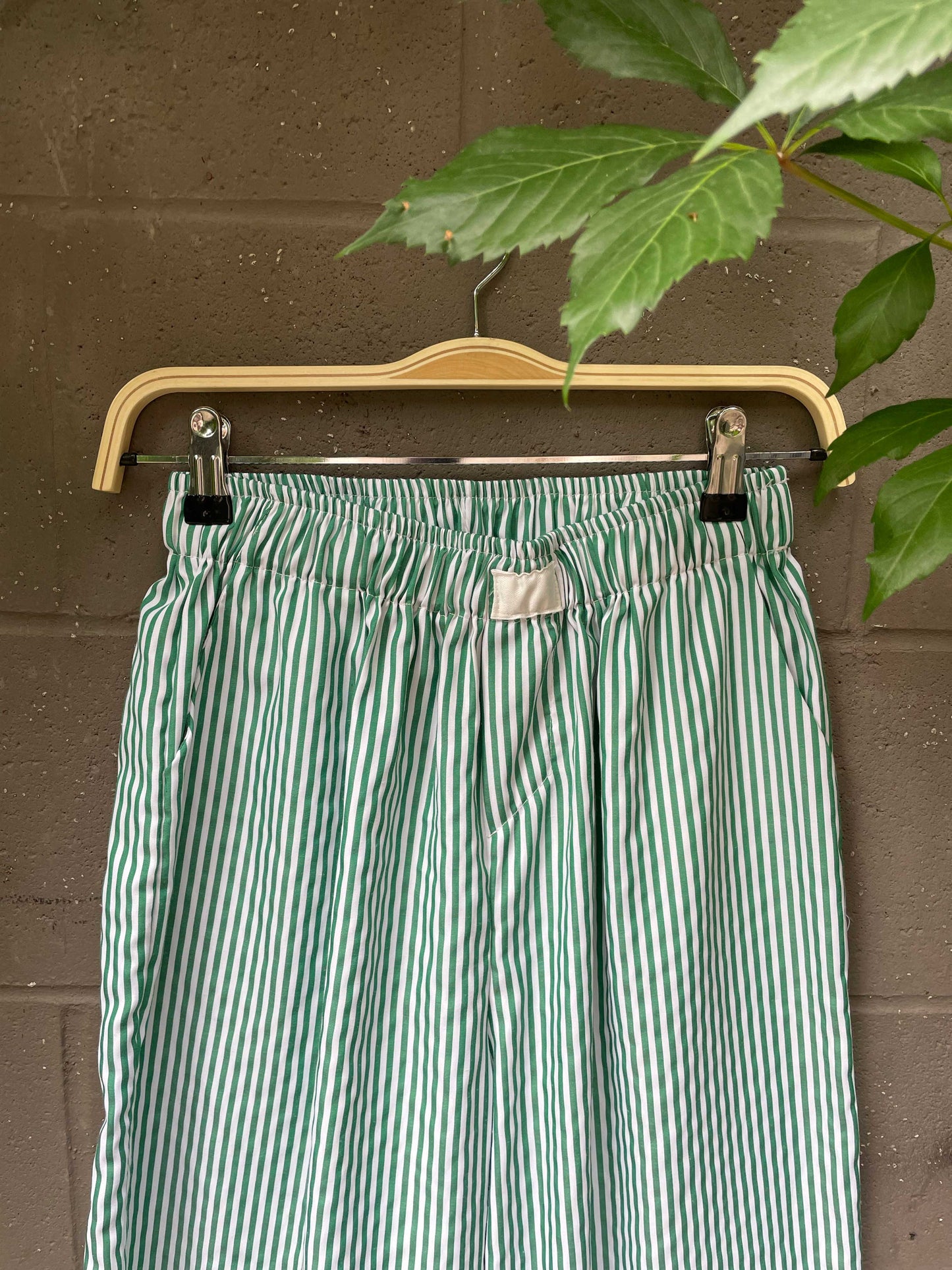 green martini stripe boxer wide leg pant