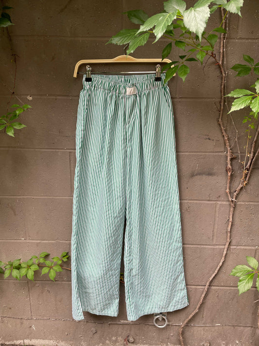 green martini stripe boxer wide leg pant